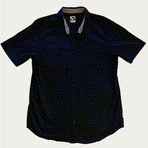 Voyager Men's Black and Tan Patterned Short‎ Sleeve Button Up Shirt Size XL